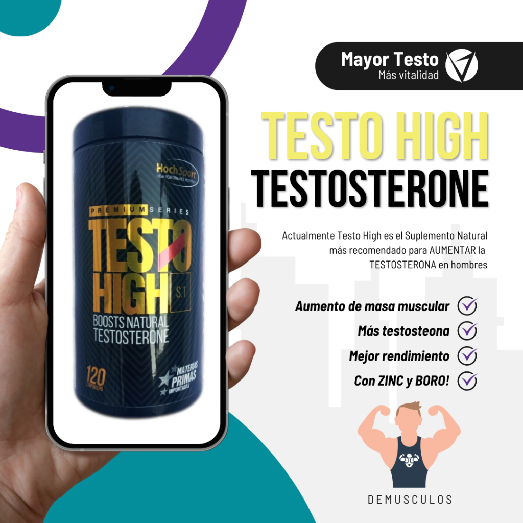 Testo High de Hoch Sport. Excelente suplemento deportivo para elevar de forma natural los niveles de testosterona.