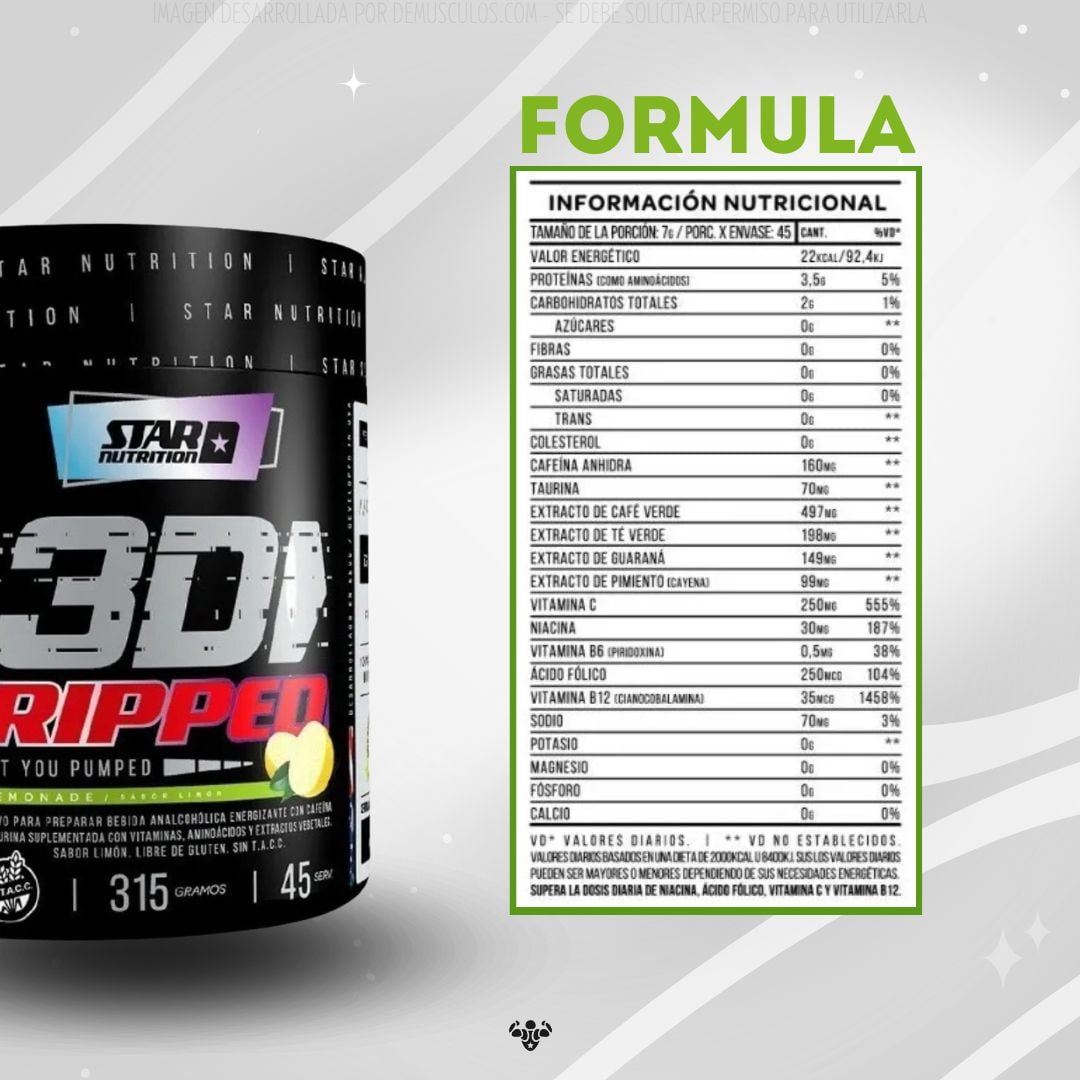 Pump 3D Ripped 315 grs Star Nutrition - La fórmula