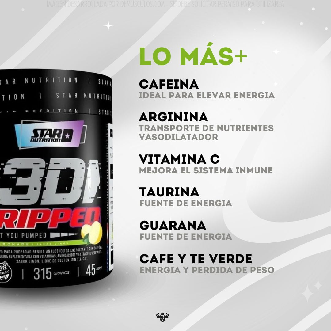 Lo más destacado de Pump 3D Ripped 315 grs Star Nutrition