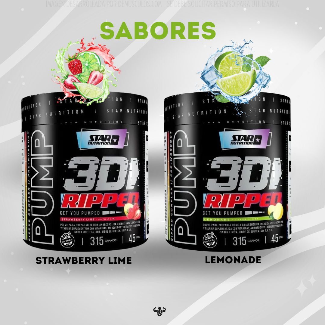 Sabores de Pump 3D Ripped 315 grs Star Nutrition