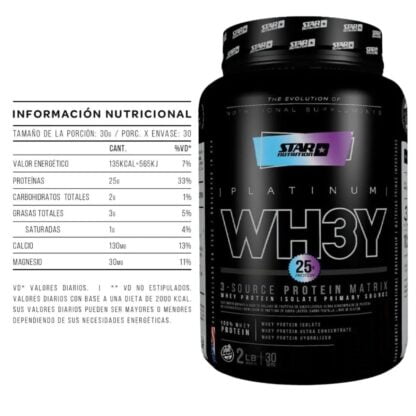 Información nutricional de Whey 3 de Star Nutrition