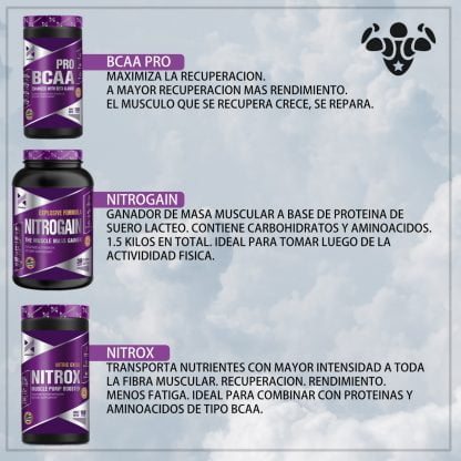 Bcaa Pro + Nitrogain + Nitrox Óxido Nítrico