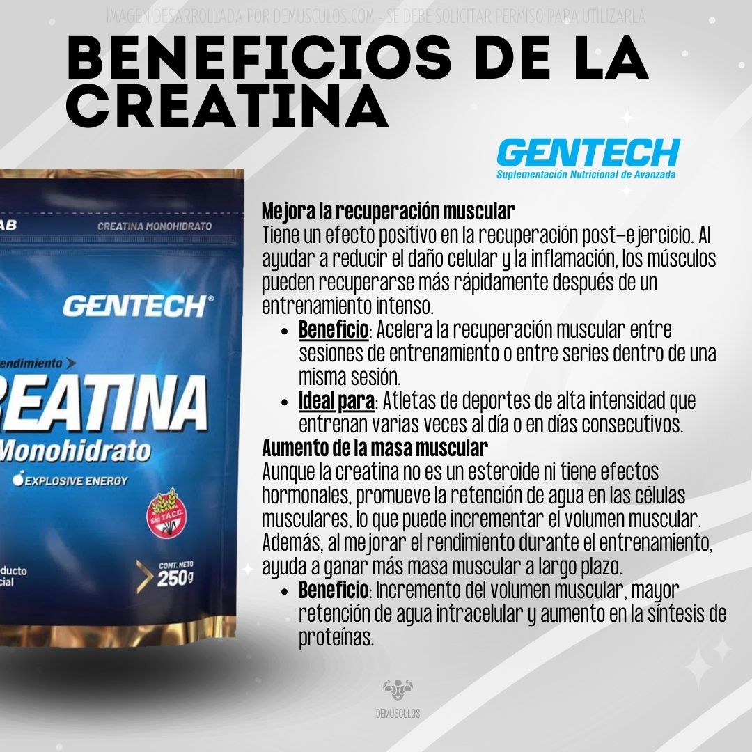 Creatuba de Monohidrato de Gentech x 250 gramos Micronizada y sin Tacc