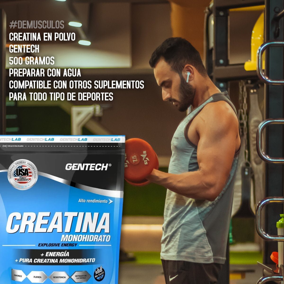 Creatina Grs Gentech Monohidrato Masa Muscular