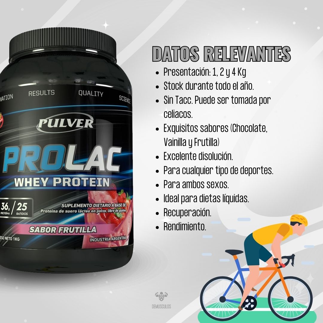 Datos destacados de la proteína Prolac Whey Protein de Pulver