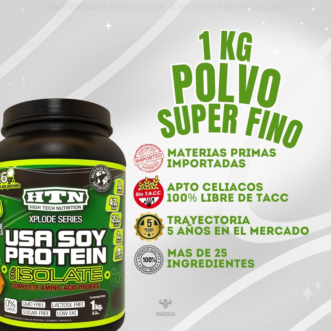 Datos destacados de Usa Soy Protein de HTN x 1 kg