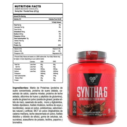 Syntha 6 de BSN, proteína de 5 lbs de tamaño, importada de USA - Información Nutricional