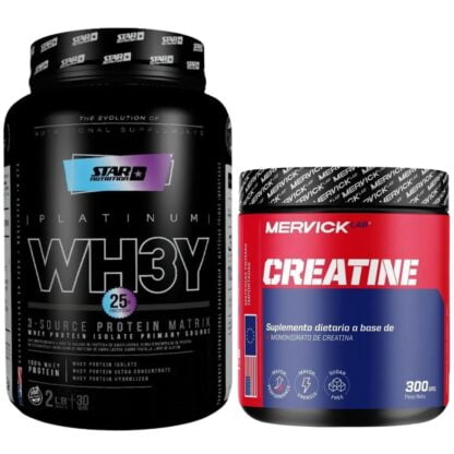 Combo: Proteína Whey 3 de Star Nutrition + Creatina Monohidrato de Mervick 300 grs