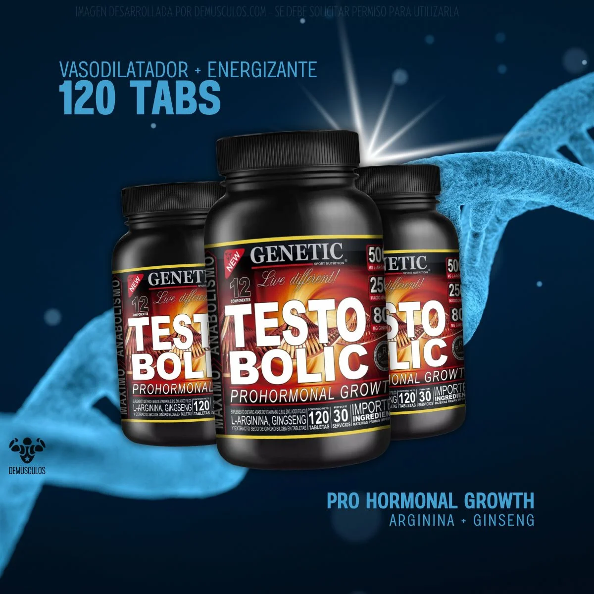 Testo Bolic de Genetic Sport x 120 comprimidos. Ideal para aumentar los niveles de Testosterona.