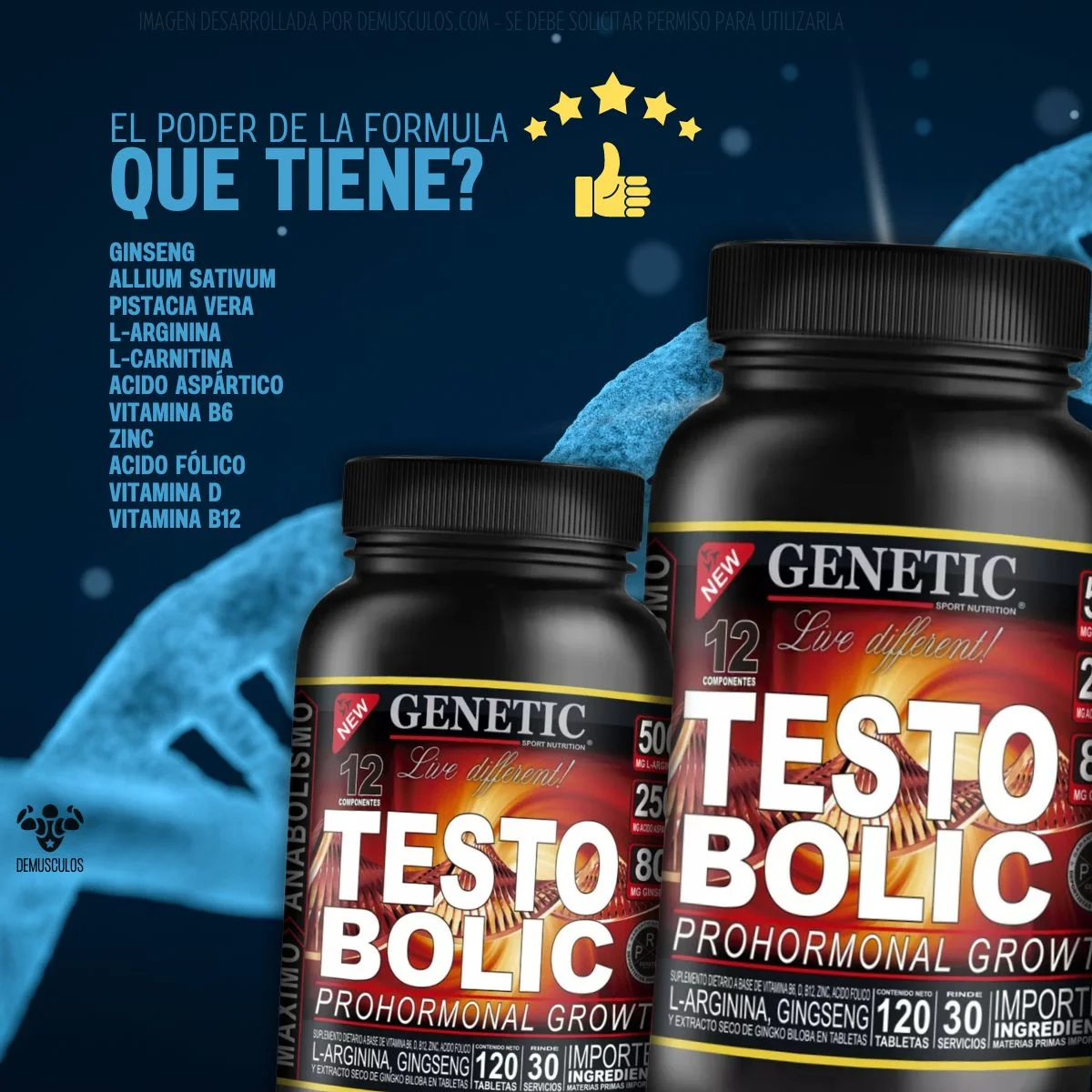 Testo Bolic aumenta tus niveles de testo. Rendimiento. Fabricado por Genetic Sport.