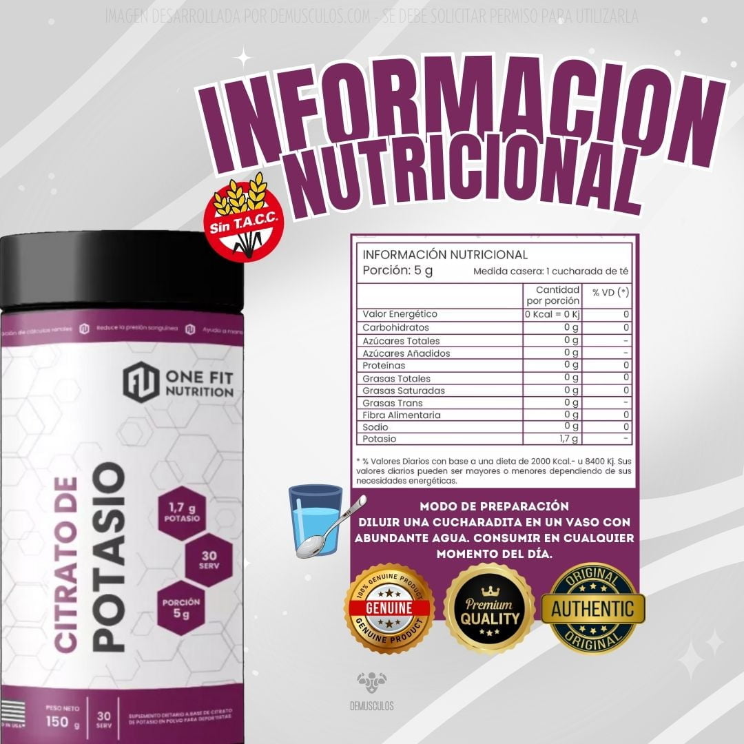 Citrato de potasio 150 grs One Fit