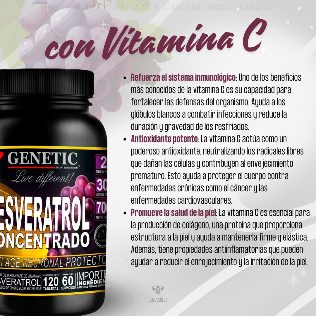 Resveratrol concentrado + Vitamina C de Genetic Sport