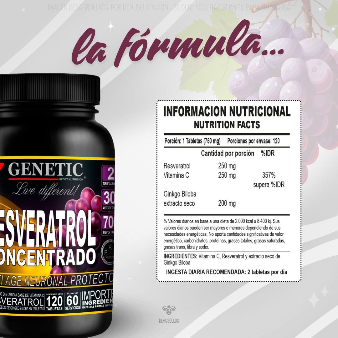 Resveratrol concentrado + Vitamina C de Genetic Sport