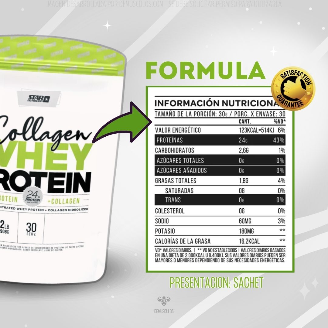 Información nutricional: Collagen Whey 2 Lbs de Star Nutrition