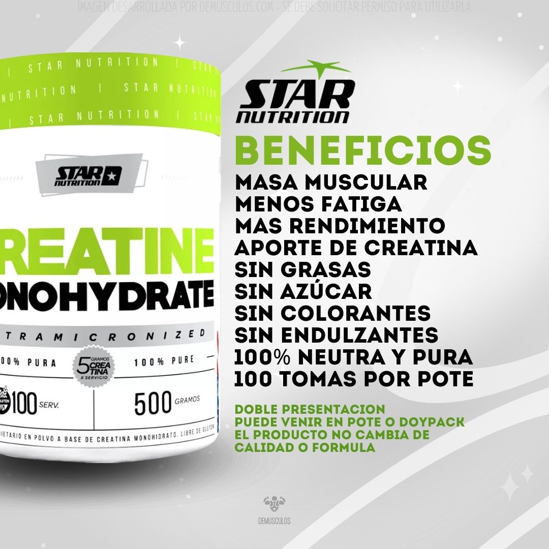 Beneficios: Creatina 500 grs de Star Nutrition