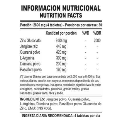 Woman x120 de Genetic Sport Nutrition. Información nutricional.