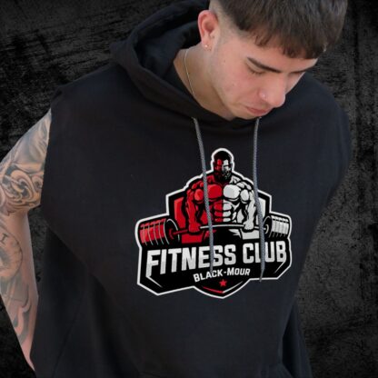 Chaleco Hoodie Black-Mour Negro Fitness Club